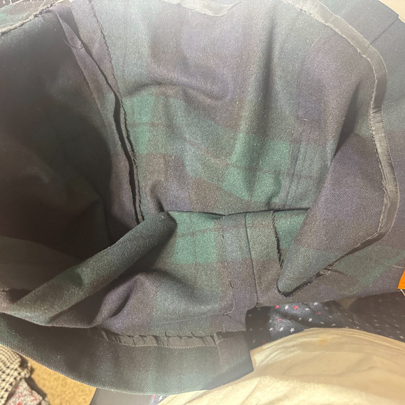 Vintage Pure Wool Plaid Skirt Green Navy Blue Homemade Tartan Midi Size XS - Picture 7 of 7